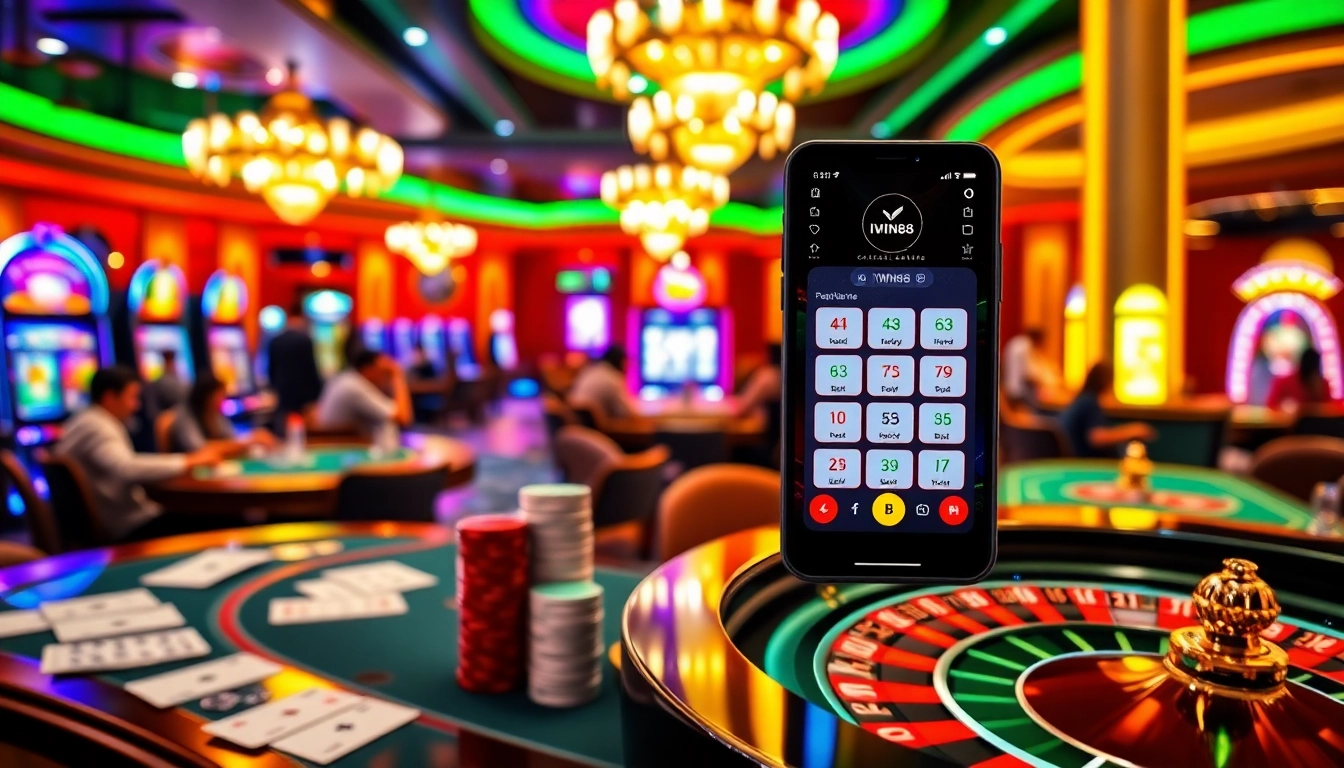 IWIN68 players engaging in high-stakes poker and roulette action at an upscale casino table.