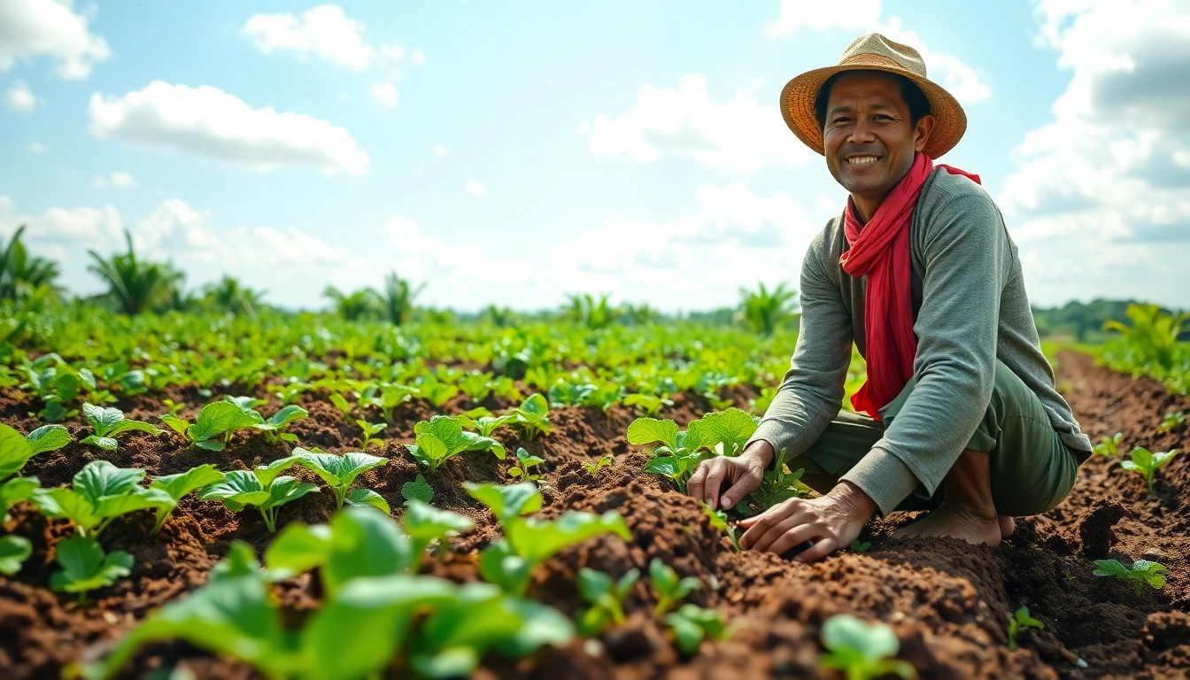 Petani toto bertani di ladang subur, menunjukkan dedikasi dan kerja keras.