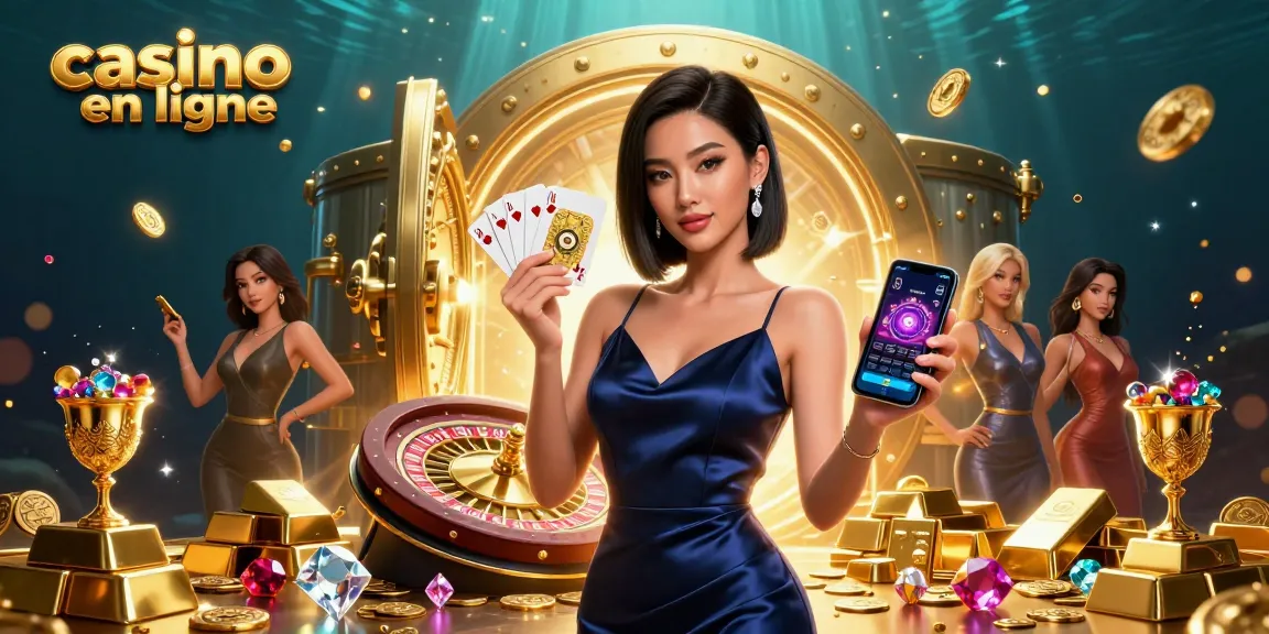 Découvrez le frisson de jouer au casino en ligne avec une femme asiatique glamour montrant l'excitation du jeu.