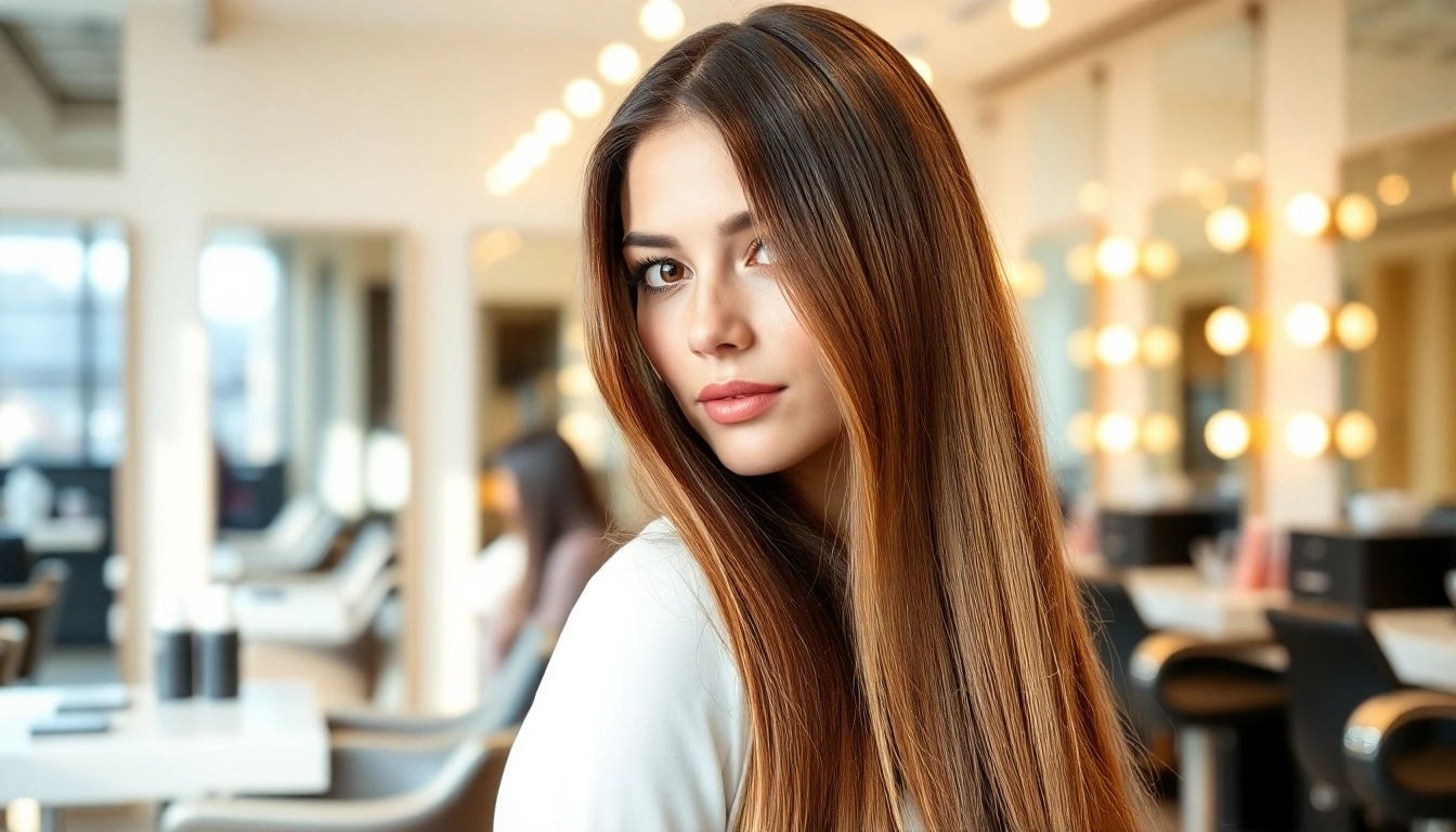 Model demonstrating invisi edge clip in hair extensions showcasing seamless integration and shine.