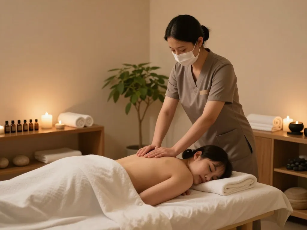 Experience the calming effect of 논현동마사지 in a serene spa atmosphere.