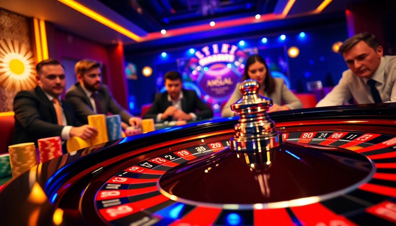Experience the thrill of online roulette South Africa with players immersed in a vibrant casino atmosphere.