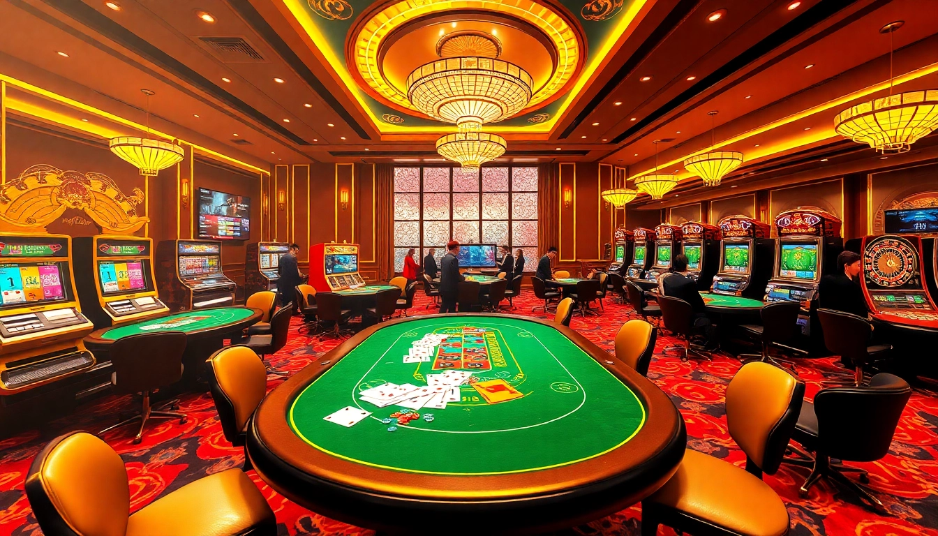 Người chơi tận hưởng trải nghiệm casino JD88 đầy hứng khởi với các máy đánh bạc sống động và bàn poker.
