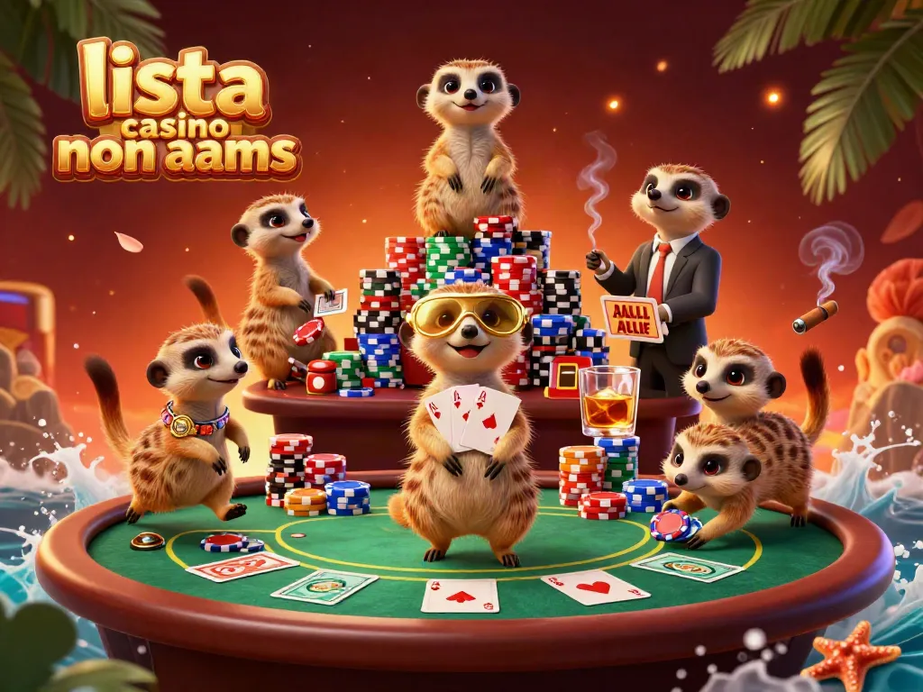 Gioca e vinci nei migliori casino non AAMS con un'illustrazione dettagliata di un casinò operato da suricati.