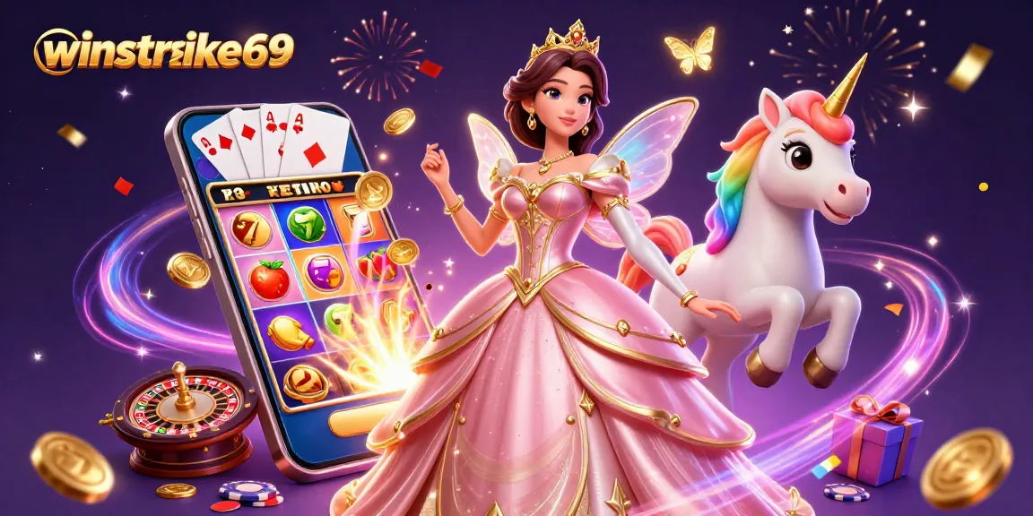 Engage with winstrike69 through vibrant slot games and fairy-tale elements in a captivating 3D scene.