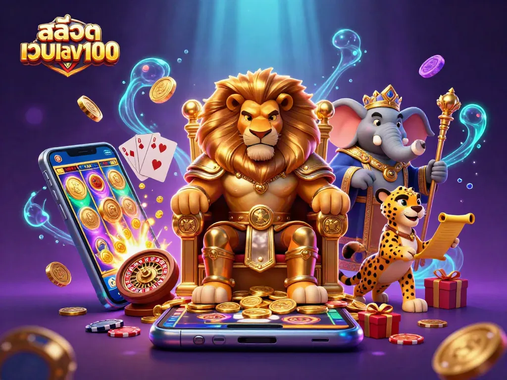 เล่นสล็อตเว็บตรง100 พร้อมกับเกมสล็อตที่กะพริบและสัญลักษณ์โชคดีในเกม