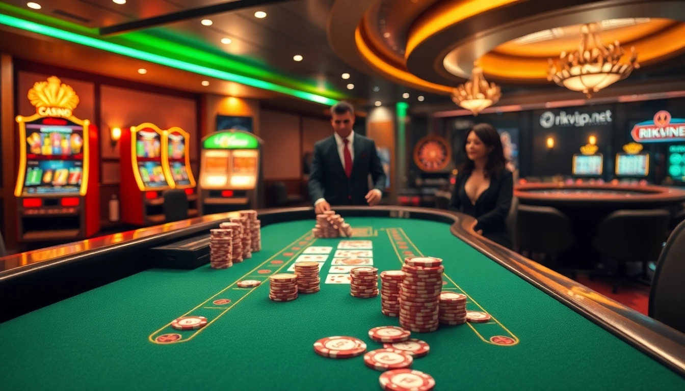 Experience the vibrant online gambling atmosphere at rikvip.gb.net with exciting casino games and decor.
