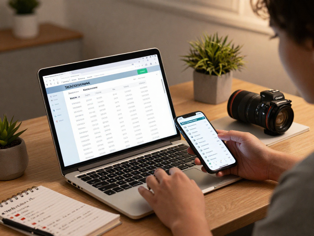 Explore who-called-me service through phone number lookup interface on a laptop in a modern home office setting.