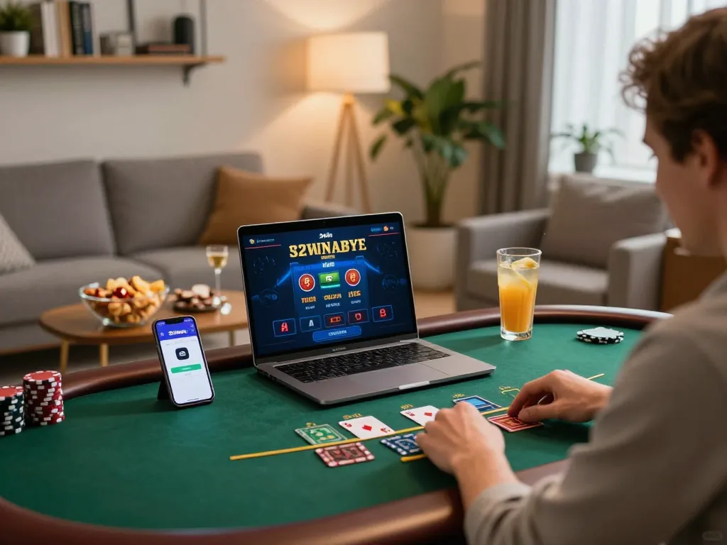 Player engaged in live dealer blackjack at home on 32win platform, showcasing an inviting atmosphere.