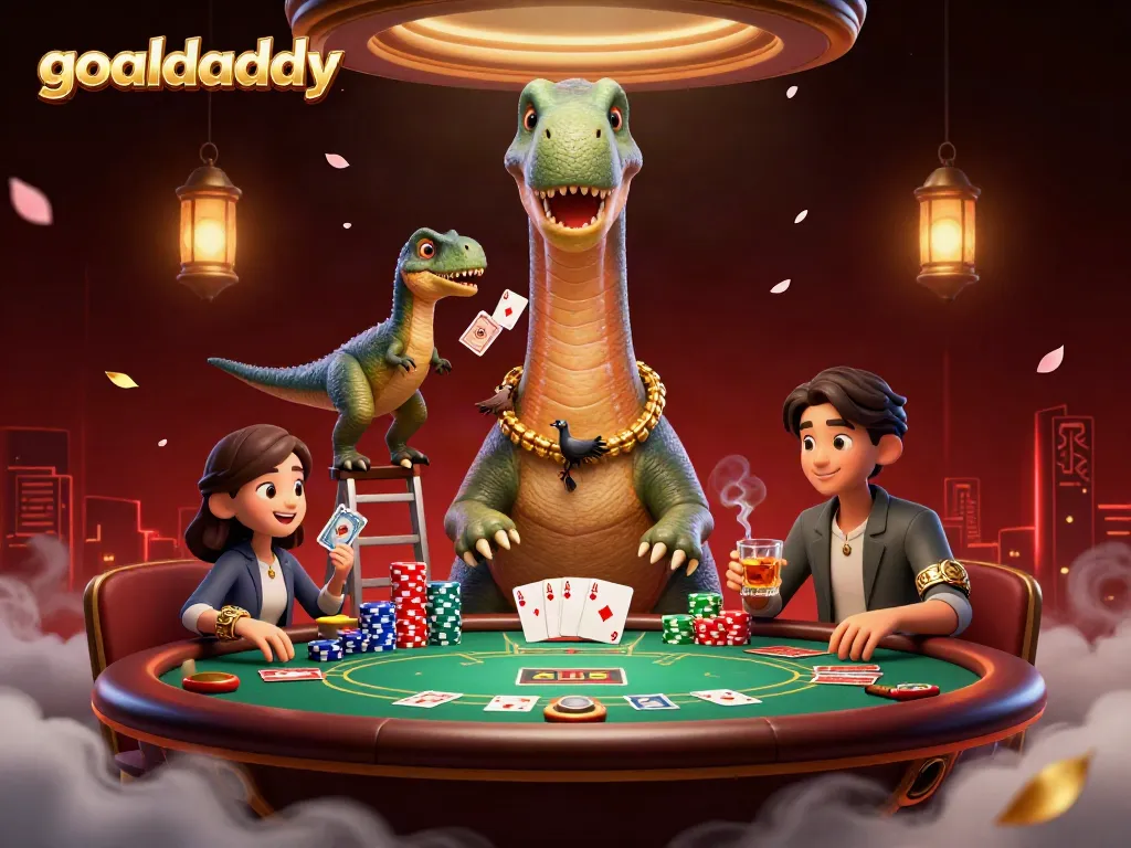 Experience exciting poker action at goaldaddy with towering characters and dynamic casino elements.