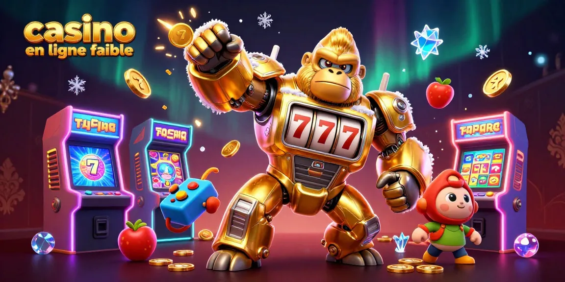 Découvrez un casino en ligne fiable avec un gorille doré transformé, accompagné de machines à sous et de lumières scintillantes.