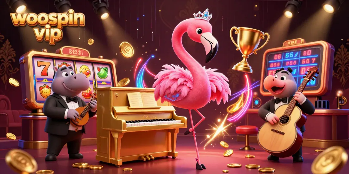 Experience thrilling wins with woospin vip in this lively casino scene featuring vibrant characters.