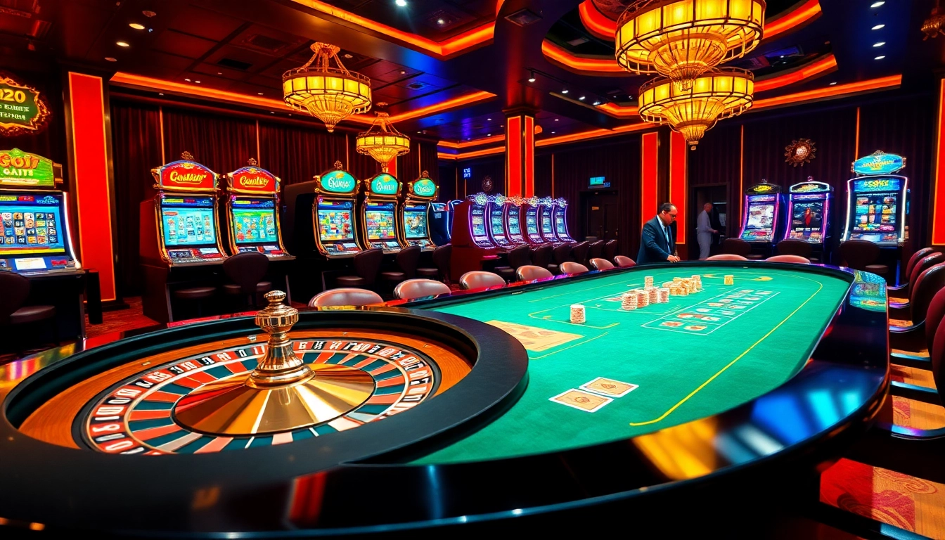 Exciting moment at God345 casino with players enjoying roulette and slot machines.