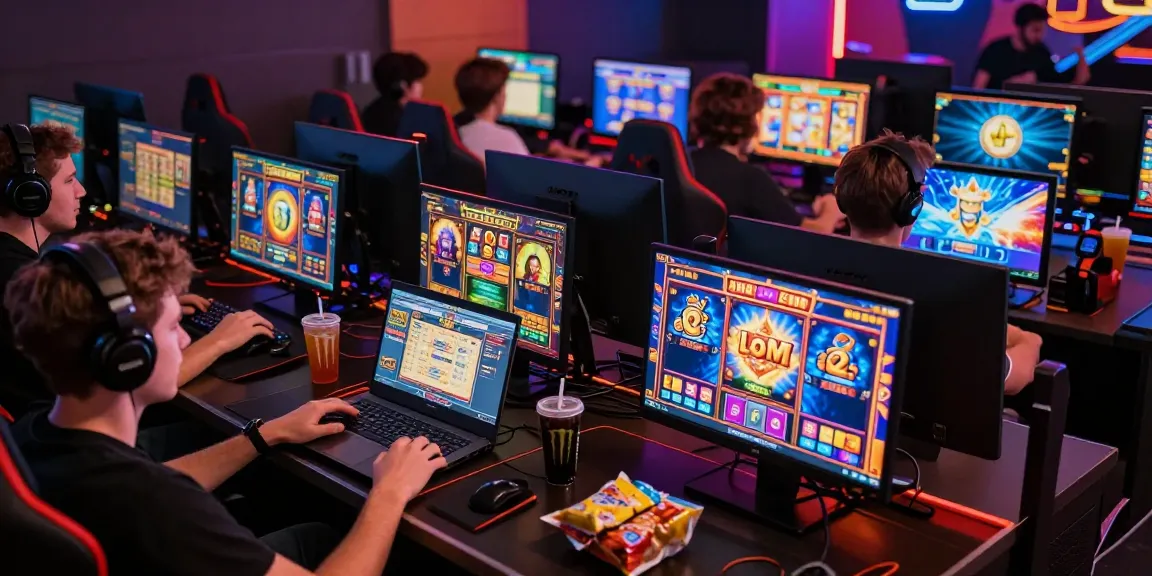 Exciting slot depo 5k online gaming scene with players enjoying colorful games.