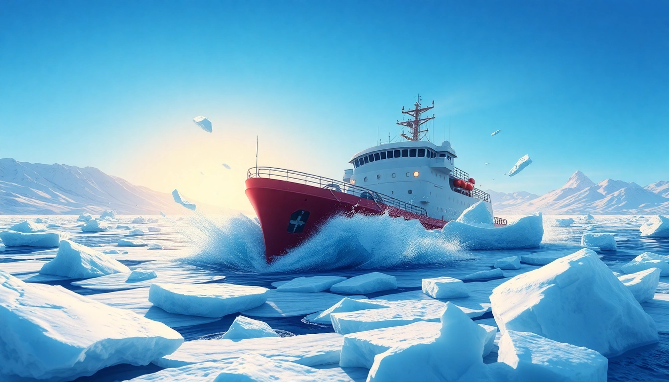 Discover the break the ice origin through a powerful illustration of an icebreaker navigating icy waters.