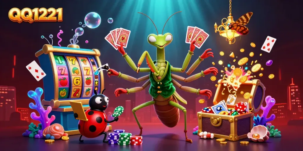 Experience thrilling gameplay at QQ1221 with vibrant slots, dazzling gems, and captivating characters.