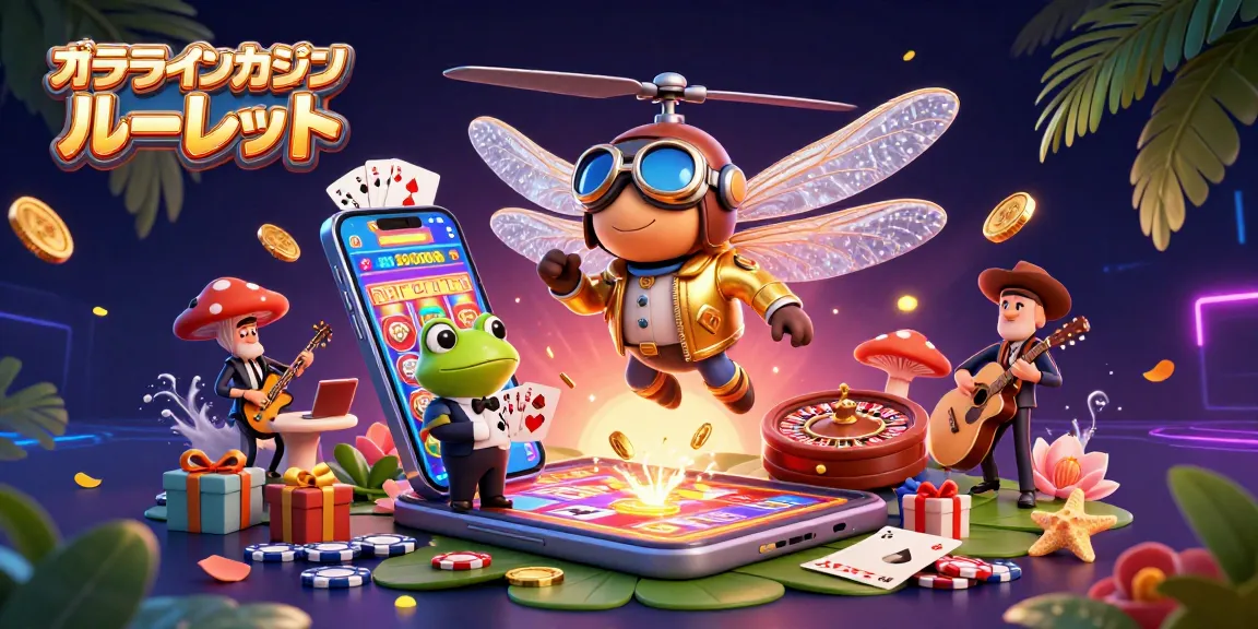オンラインカジノ ルーレットで楽しくカードを配るカエルのディーラーとともにゲームを楽しむ様子。