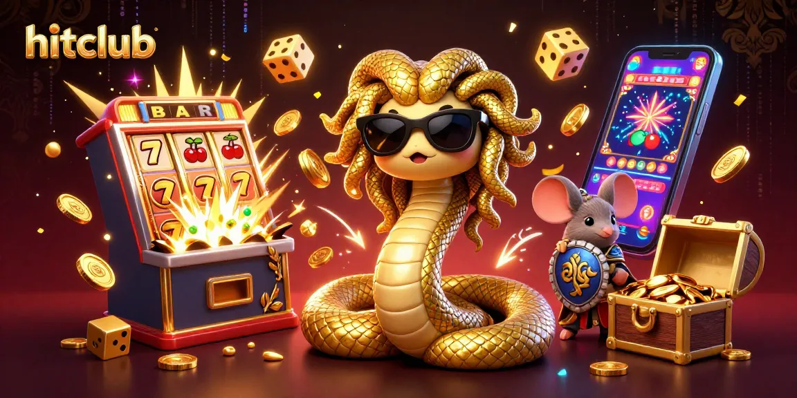 Experience thrilling jackpots at hitclub with Medusa and a warrior mouse in a vibrant casino scene.