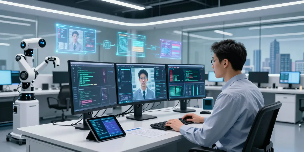 AI-Generated Image Detection analysis in a futuristic tech lab with advanced software and digital data.