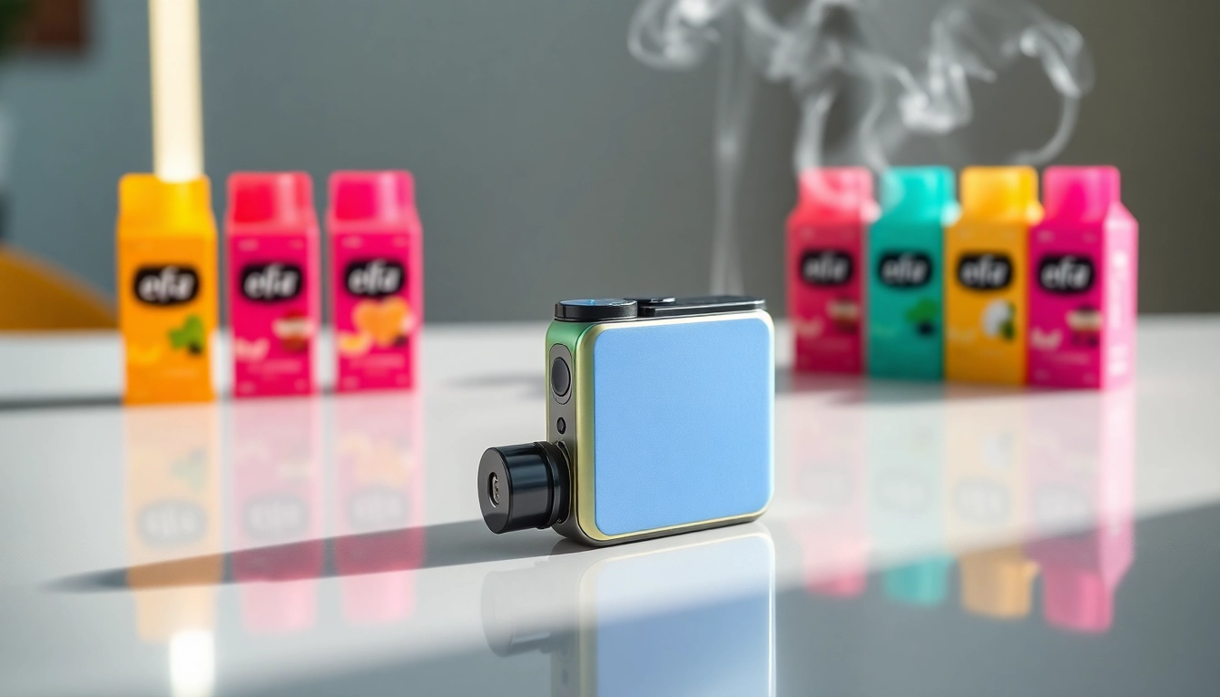 Elf bar elfa Vape-Gerät mit bunten Aromen in erfrischendem Setting präsentieren