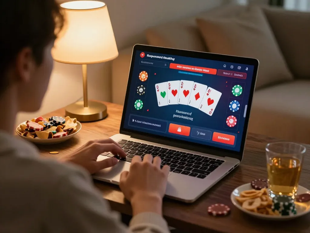 Engaging online gaming experience with IDCASH88 Login on laptop, illustrating home gambling strategy and responsible play.