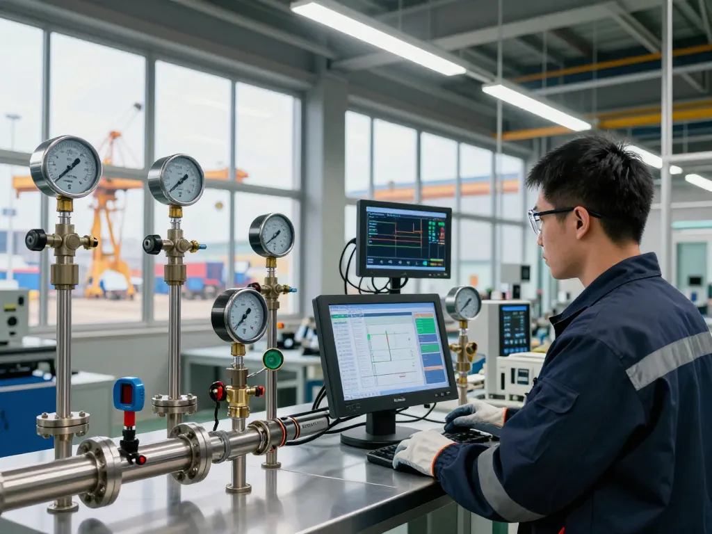 Technician using Endress Hauser flow measurement tools in a dynamic industrial setting, showcasing automation technology.