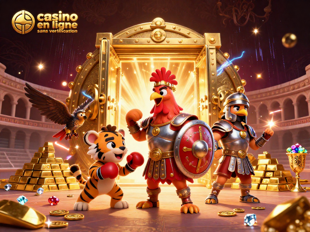 Découvrez des jeux au casino en ligne sans vérification avec un coq gladiateur et un tigre de sparring.