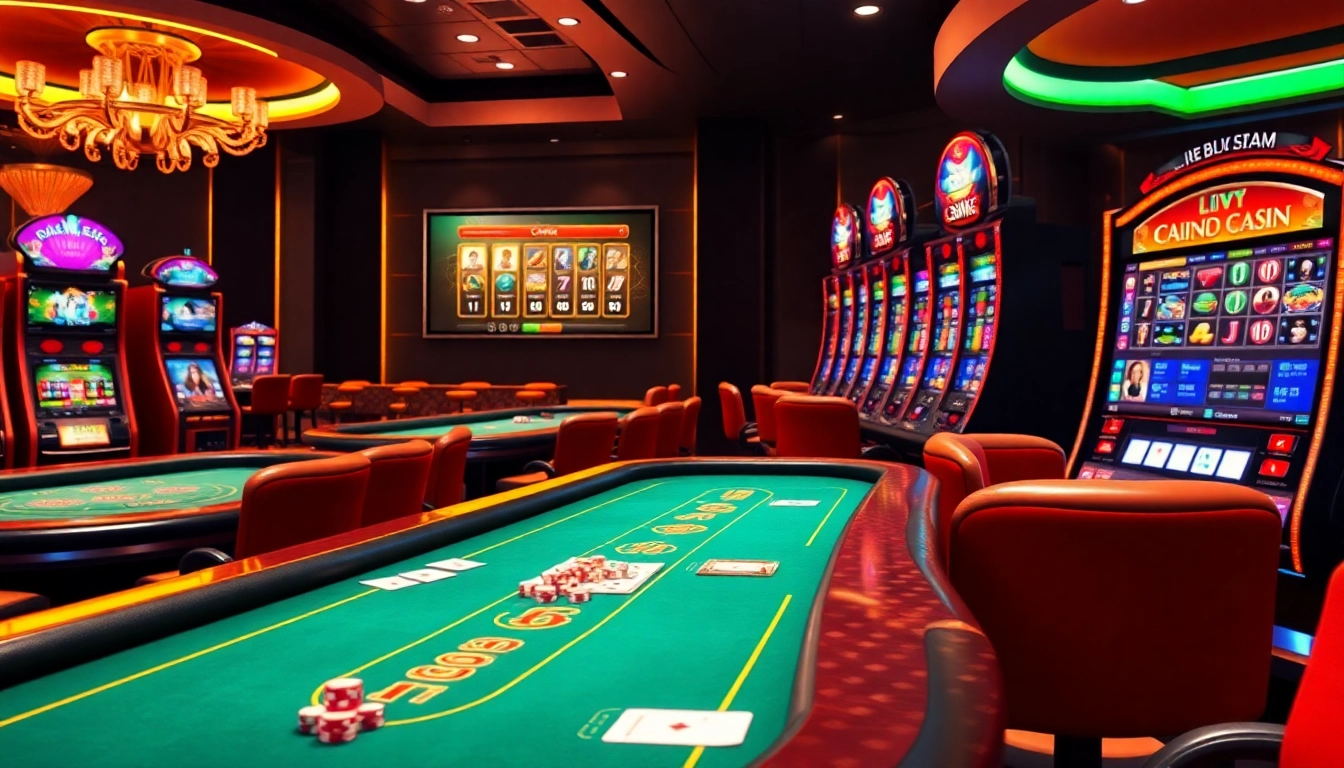 Engagez-vous avec des tables de casino en ligne palpitantes présentant des machines à sous vibrantes et des cartes élégantes.