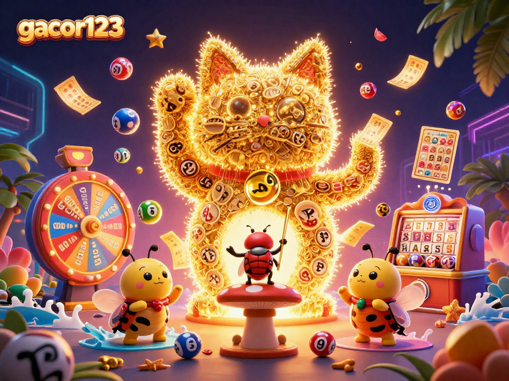 Experience the thrill of gaming at gacor123 with dynamic visuals of casino symbols and engaging elements.