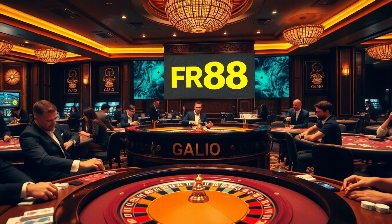 Experience excitement at the RR88 casino with players enjoying roulette and poker games.