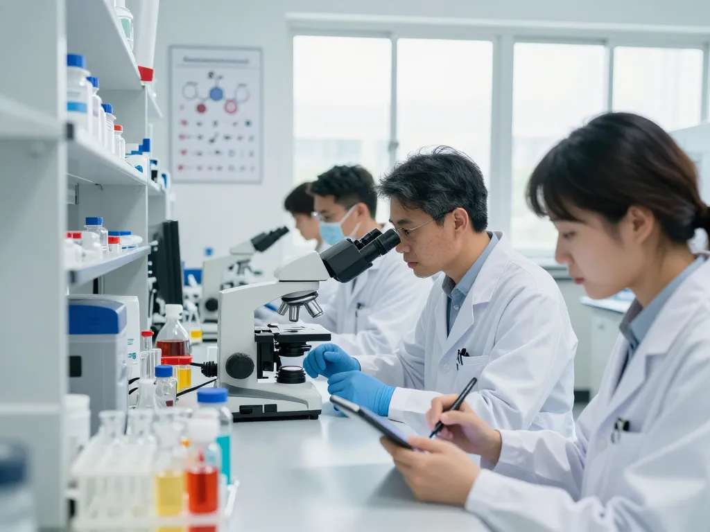 EU cannabinoid manufacturer team analyzing cannabinoid profiles in a modern lab.