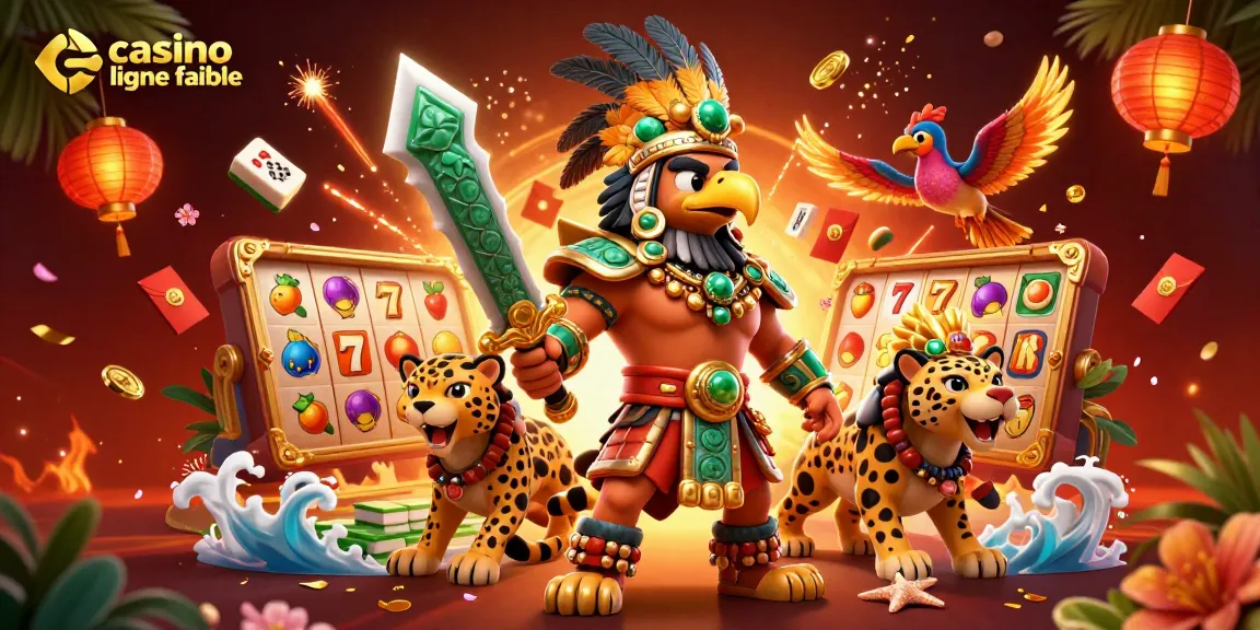 Visitez un casino en ligne fiable avec des guerriers azteques et des symboles de chance.