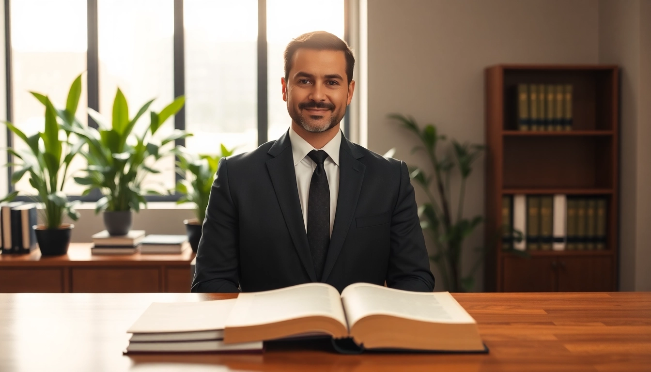 Empathetic Houston Personal Injury Attorney providing legal guidance in an inviting law office setting.