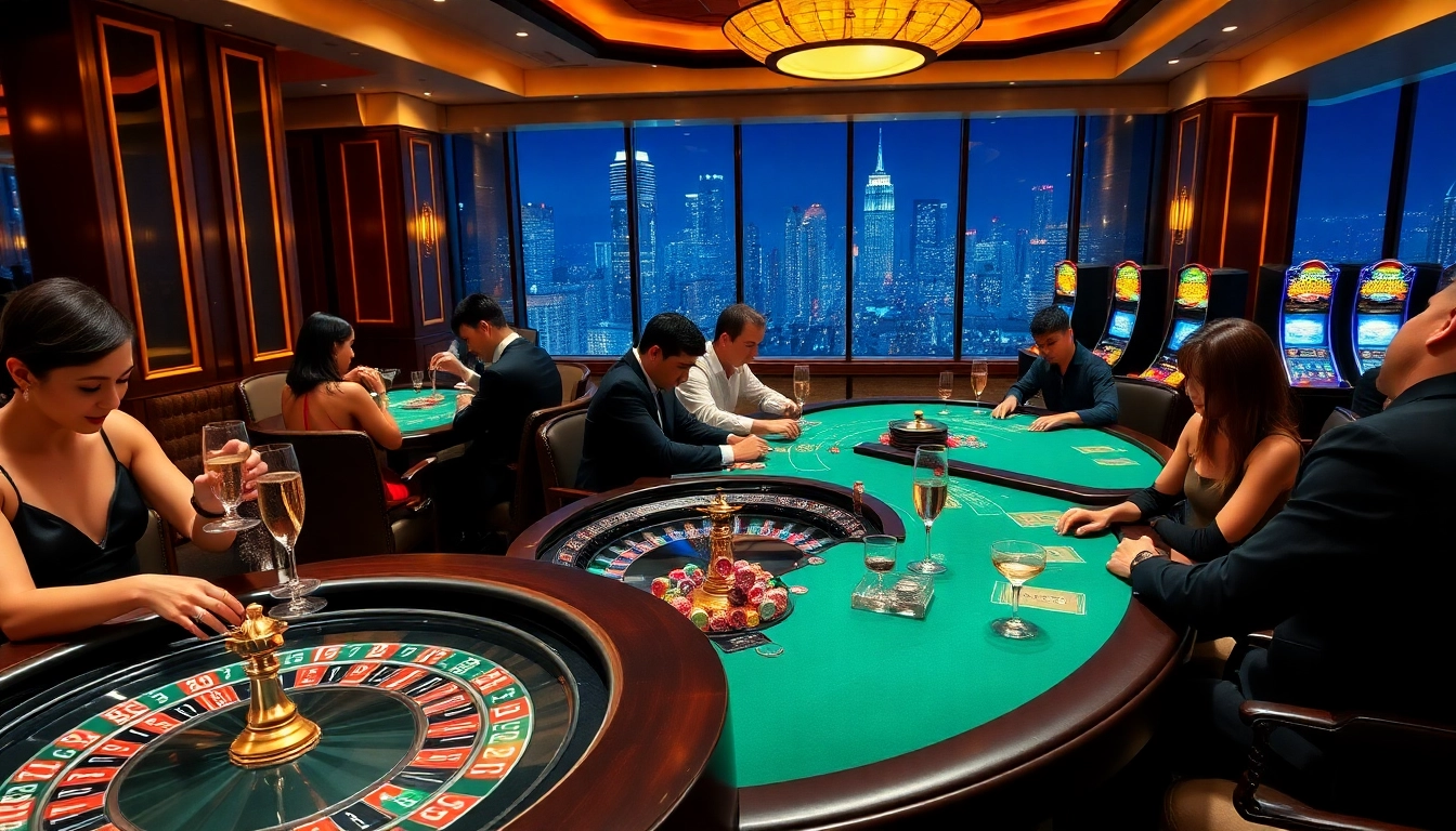 Players enjoying thrilling games at 32win.net casino, featuring roulette and poker tables.