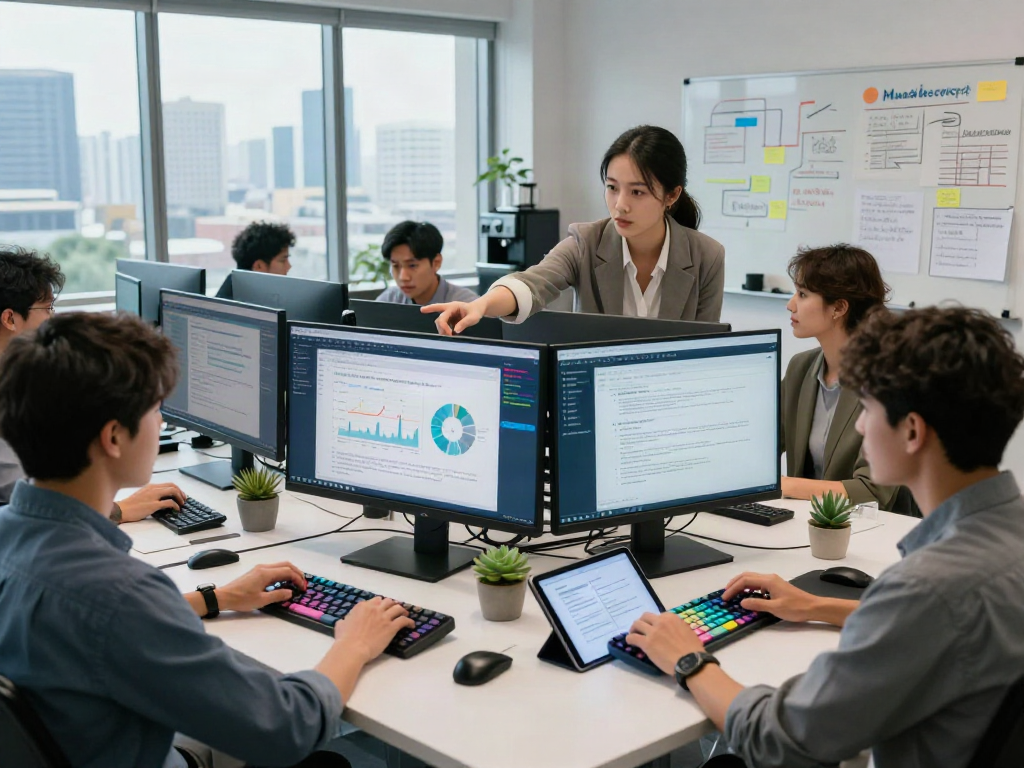 Team collaborating on document fraud detection solutions in a modern office
