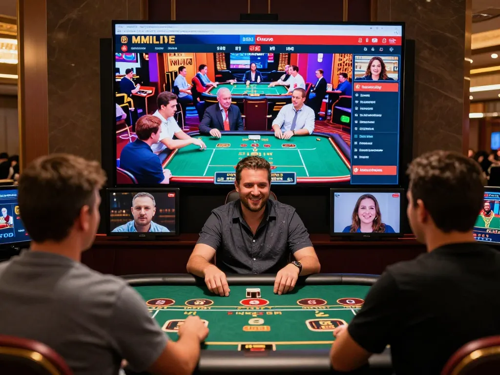 MMLIVE players fully engaged in interactive gambling experience with live dealers