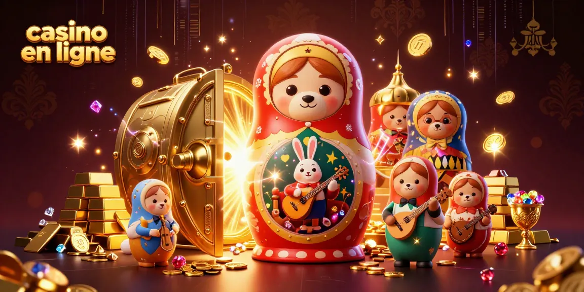 Jouez dans un casino en ligne dynamique avec nos ours matryoshka et un lapin jouant de la balalaika.