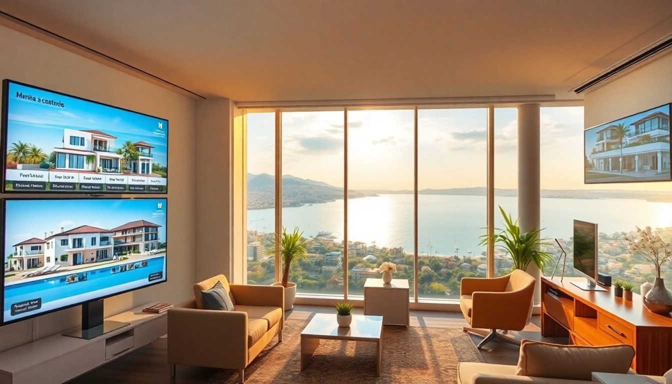 Engaging overview of Alanya property sale with modern villas and real estate agent showcasing available listings.