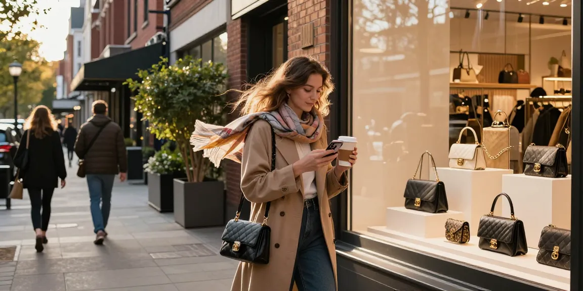 Shopping for high-quality 레플리카 products in a vibrant urban setting.