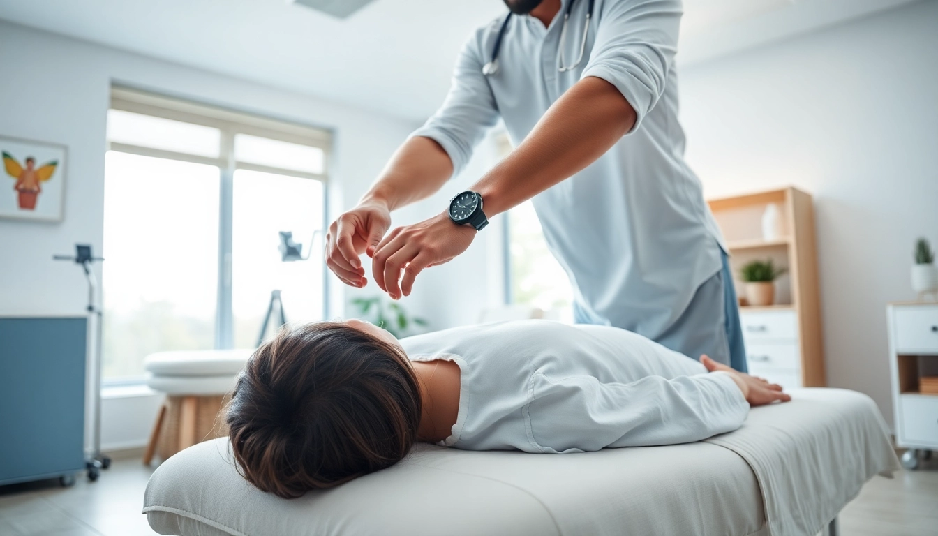 Chiropraktik Stuttgart - Chiropractor enhances spinal alignment in a soothing therapy setting.
