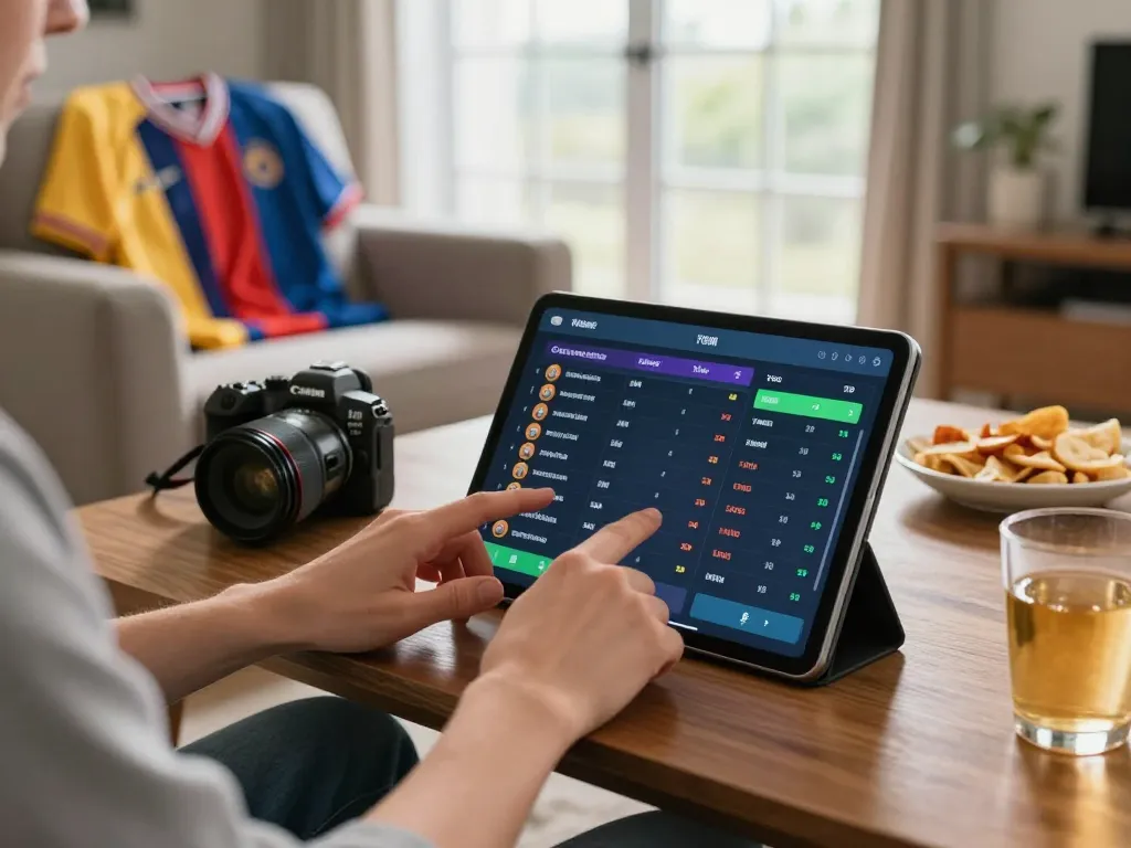 Engaging live sports betting session on g28-t1 platform with cozy home setting