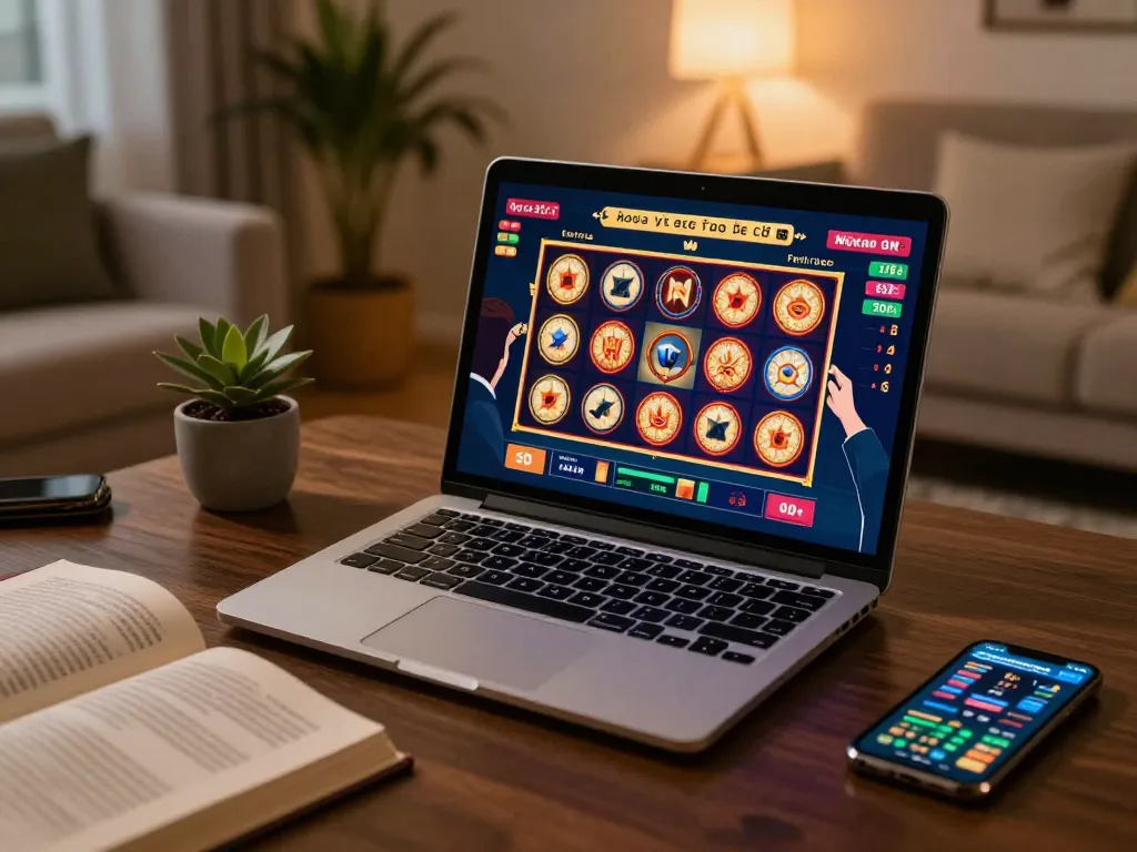 Player engaged in online games at home using nhacaiuytinn, showcasing an interactive casino interface