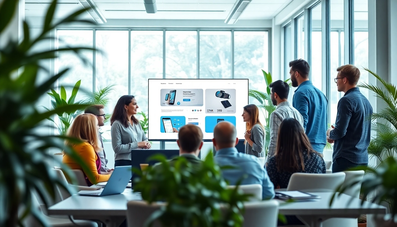 Showcasing a vibrant team working on Website Design Hereford in a modern office setting.
