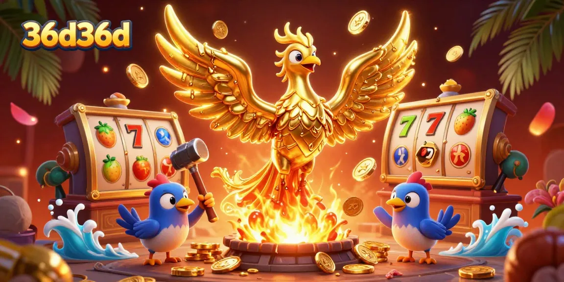 Descubra a emoção do 36d36d com um fênix dourado e símbolos de caça-níqueis vibrantes.