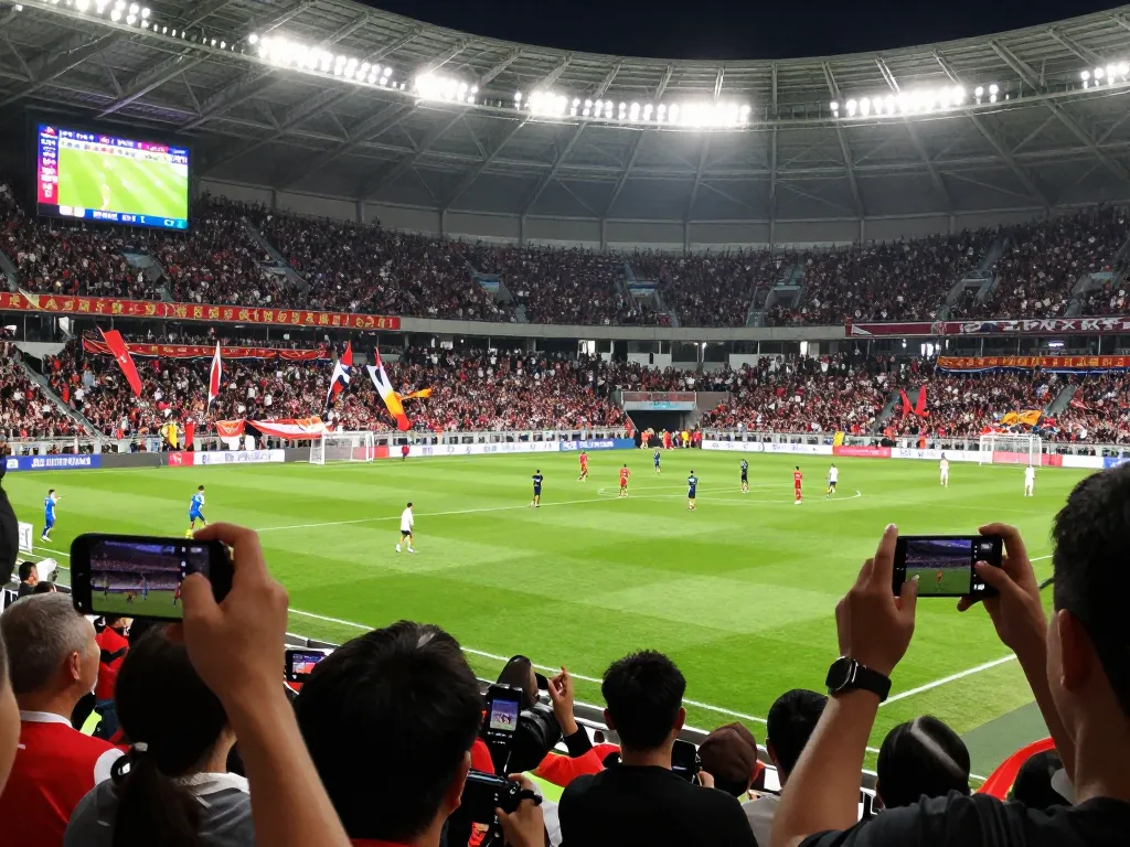 Exciting soccer match displaying kết quả bóng đá on the scoreboard with cheering fans.
