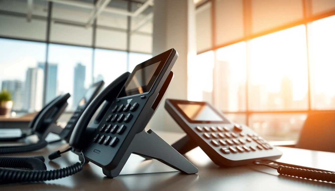 Showcasing modern business phone systems in a professional office.