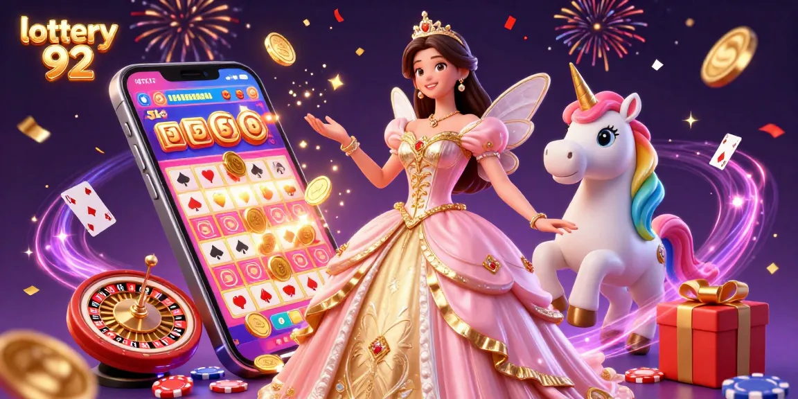Engage with lottery 92 through this vibrant 3D illustration, showcasing a fantastic scene of winning lottery excitement.