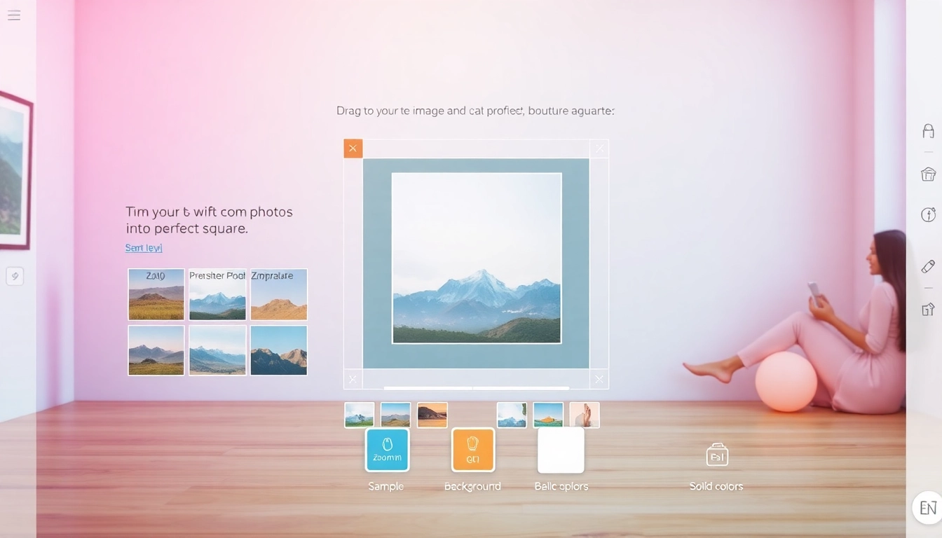 Make image square using a user-friendly tool showing drag-and-drop functionality and vibrant previews.