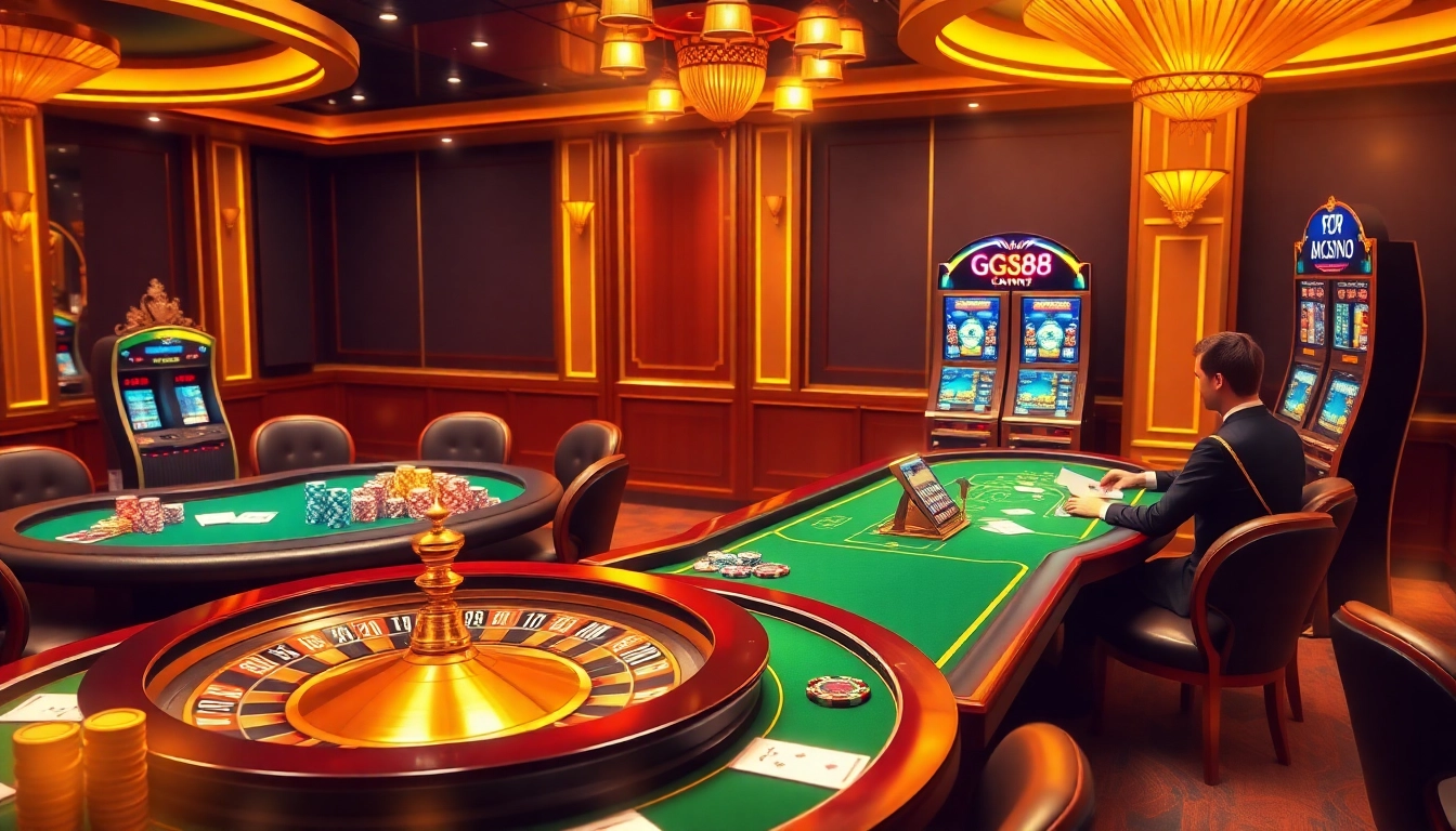 Experience the thrill of gambling at GG88 with vibrant casino tables and exciting games.