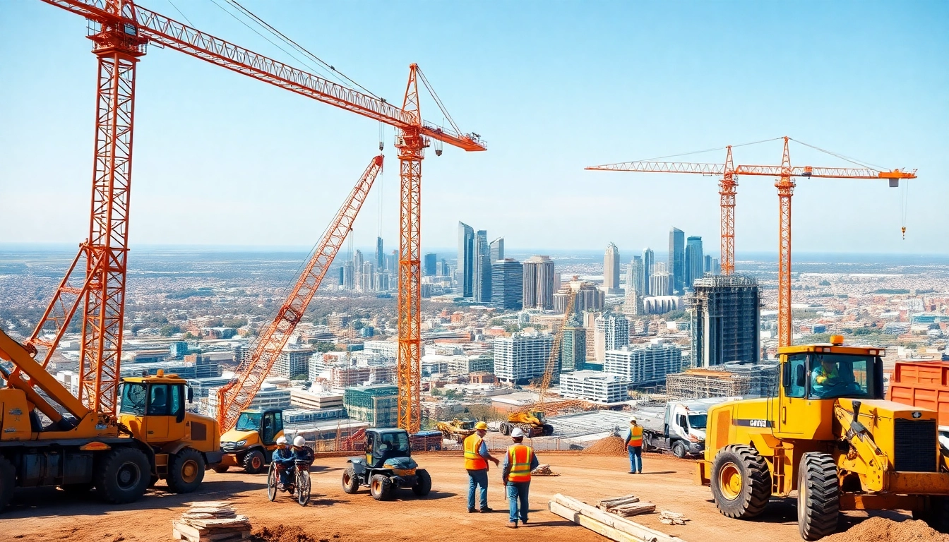 Texas construction news highlights active construction projects and workers in a professional setting.